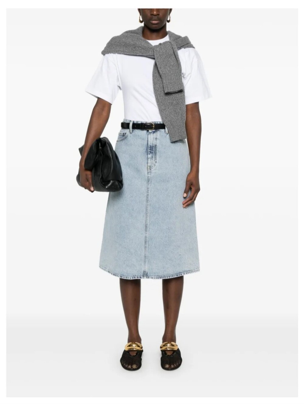 Toteme Organic Cotton Denim Midi Skirt Sz 38